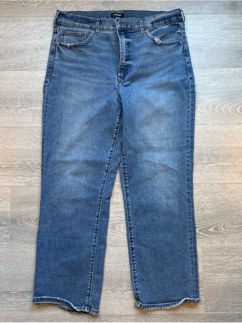 Express Straight Leg Jeans in Medium Blue Wash